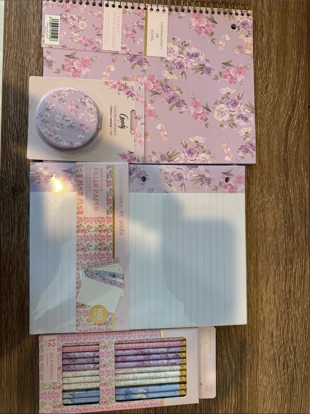 Loveshackfancy x targetFloral Purple Stationery Set - Floral Notebooks & mirror